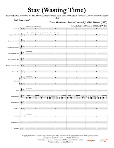 Stay (wasting Time) (arr. Patrick Sheehan)