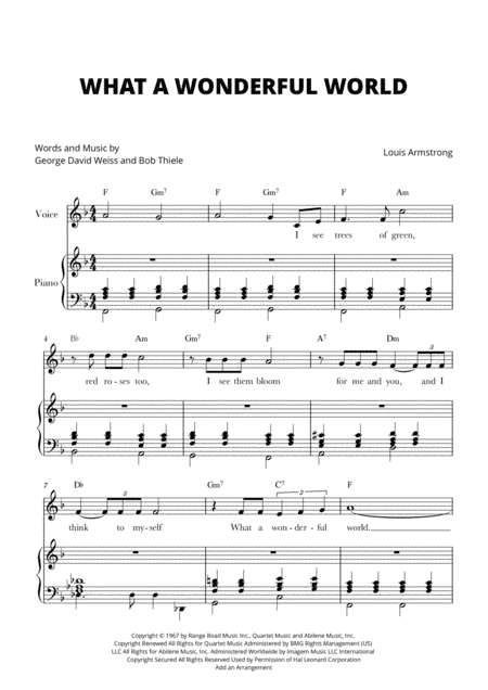 What A Wonderful World (arr. Cadenza Editions)