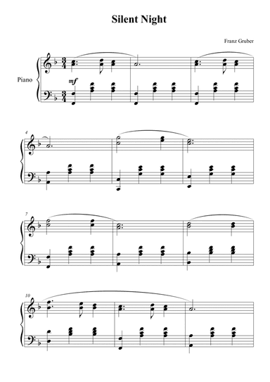 Silent Night for piano solo (arr. Passoni Music)