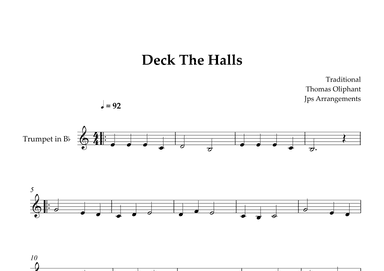 Deck The Halls For Trumpet (arr. Jps Arrangements)