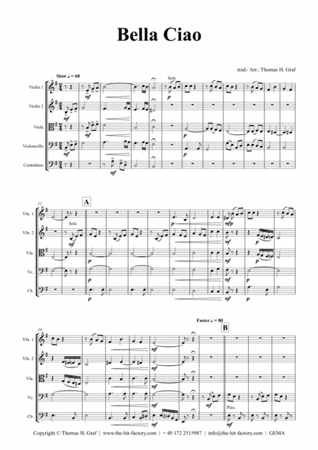 Bella Ciao - Italian Classic - String Orchestra (arr. Thomas H. Graf)