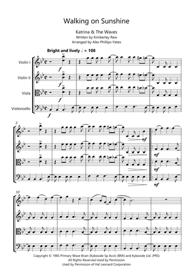 Walking On Sunshine (arr. Alex Phillips-Yates)