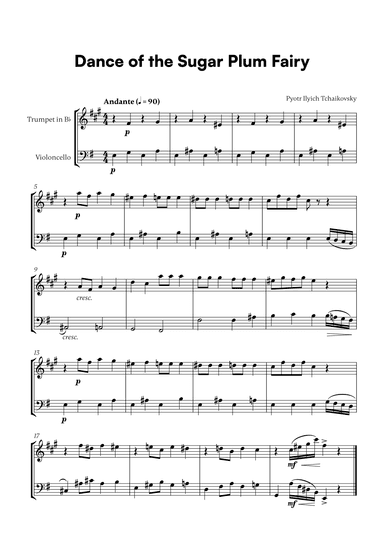 Tchaikovsky - Dance of the Sugar Plum Fairy (for Trumpet in Bb and Cello) (arr. Cadenza Editions)