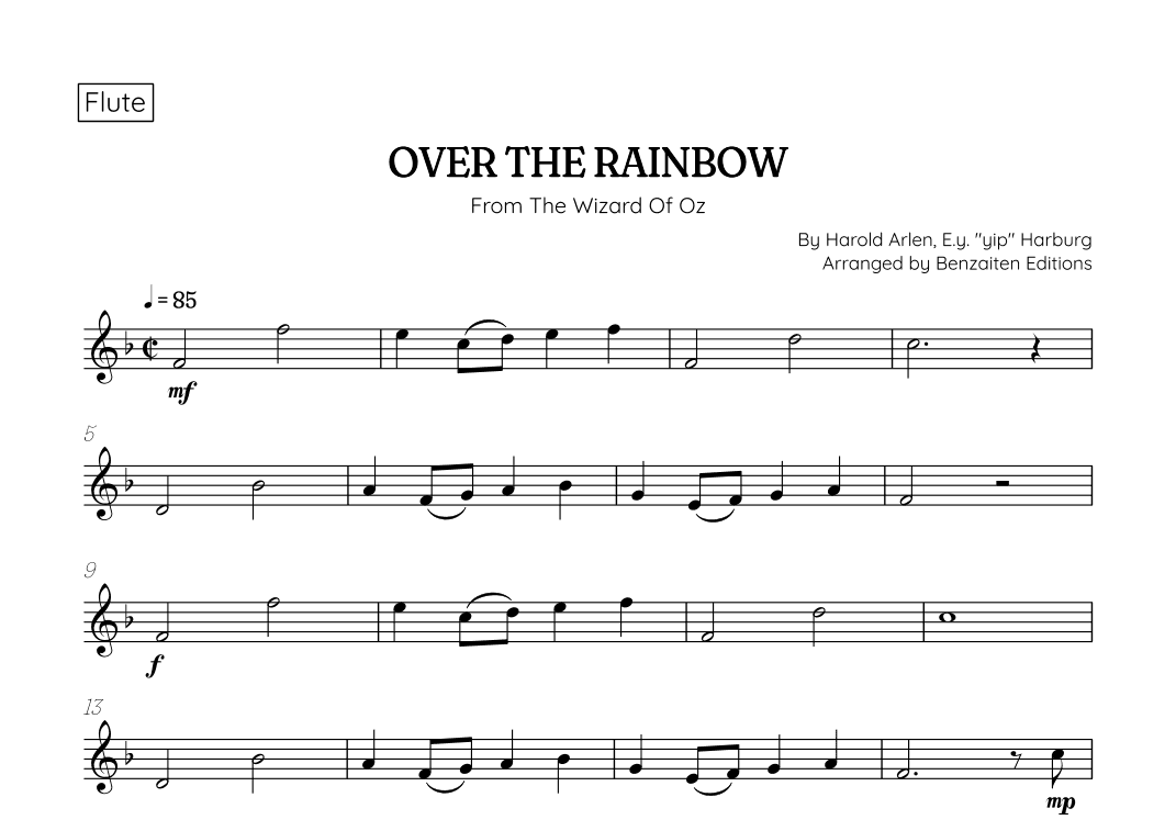 Over The Rainbow (arr. Benzaiten Editions)