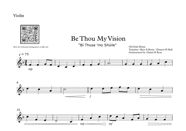 Be Thou My Vision - "Bí Thusa 'mo Shúile" - Easy Violin (arr. Daniel H Rosa)