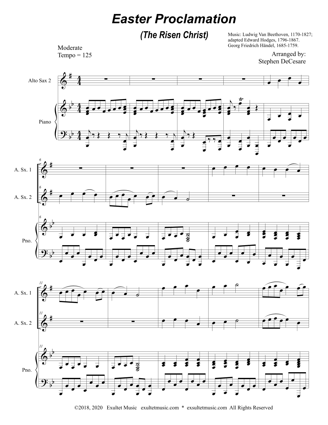 Easter Proclamation (The Risen Christ) (Duet for Alto Saxophone) (arr. Stephen DeCesare)