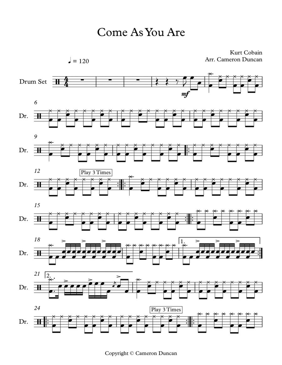 Come As You Are (arr. Cameron Duncan)