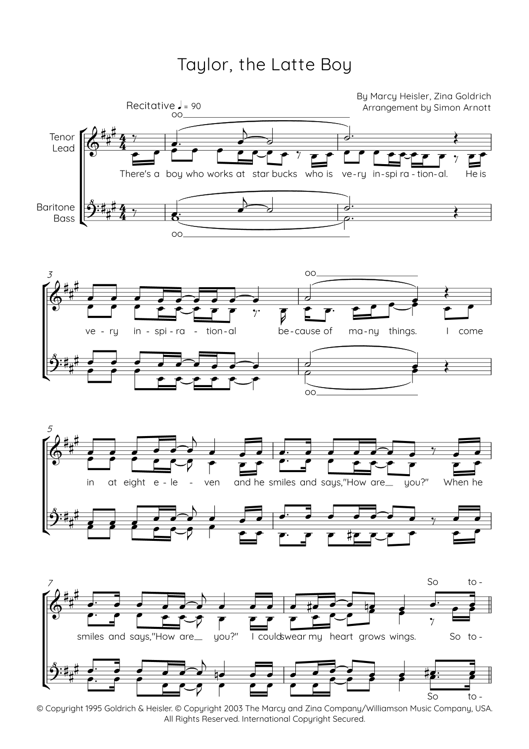 Taylor, The Latte Boy (arr. Simon Arnott)