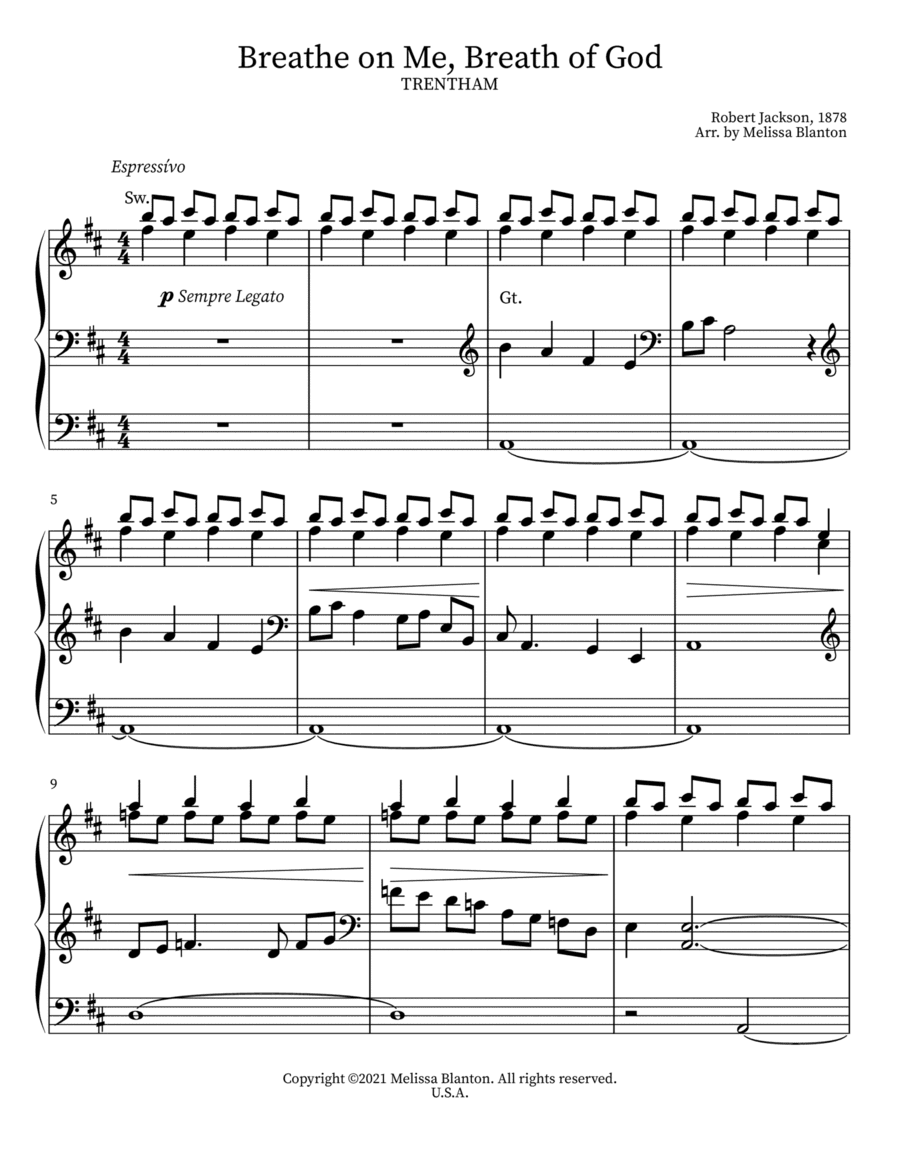 Breathe on Me, Breath of God (arr. Melissa Blanton)