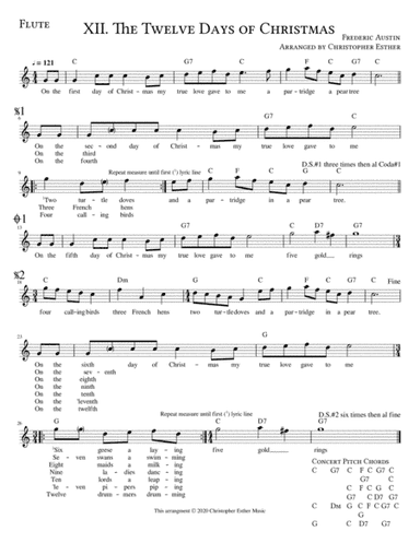 The Twelve Days of Christmas for Flute (arr. Christopher Esther)
