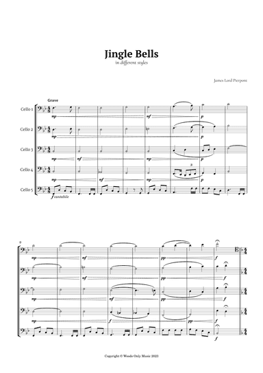 Jingle Bells in Different Styles for Cello Quintet (arr. Ander)
