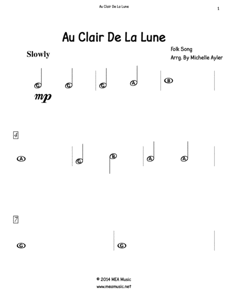 Au Clair De La Lune (arr. Michelle Ayler)