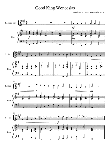 Good King Wenceslas - Soprano Saxophone and Piano (arr. Kacie J. Rickells)