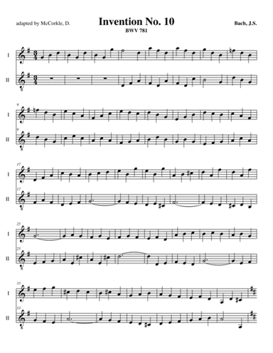 Invention No.10 in G Major, BWV 781 for Two Guitars (excerpt) (arr. McCorkle, Dennis F.)