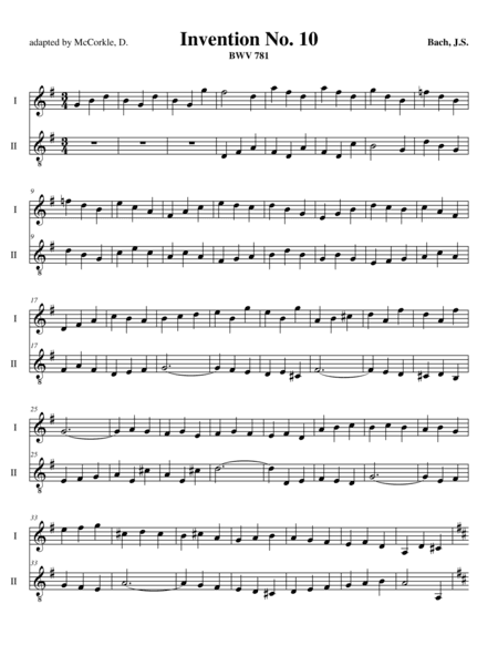 Invention No.10 in G Major, BWV 781 for Two Guitars (excerpt) (arr. McCorkle, Dennis F.)