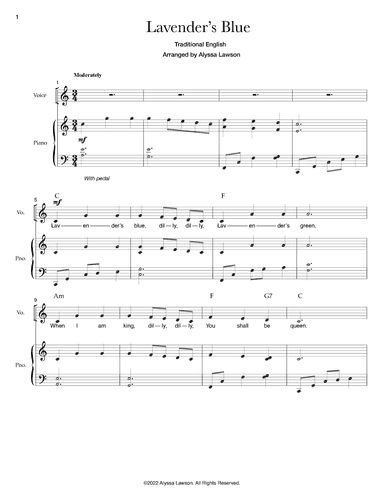 Lavender's Blue (Cinderella Lyrics) (arr. Alyssa Lawson)