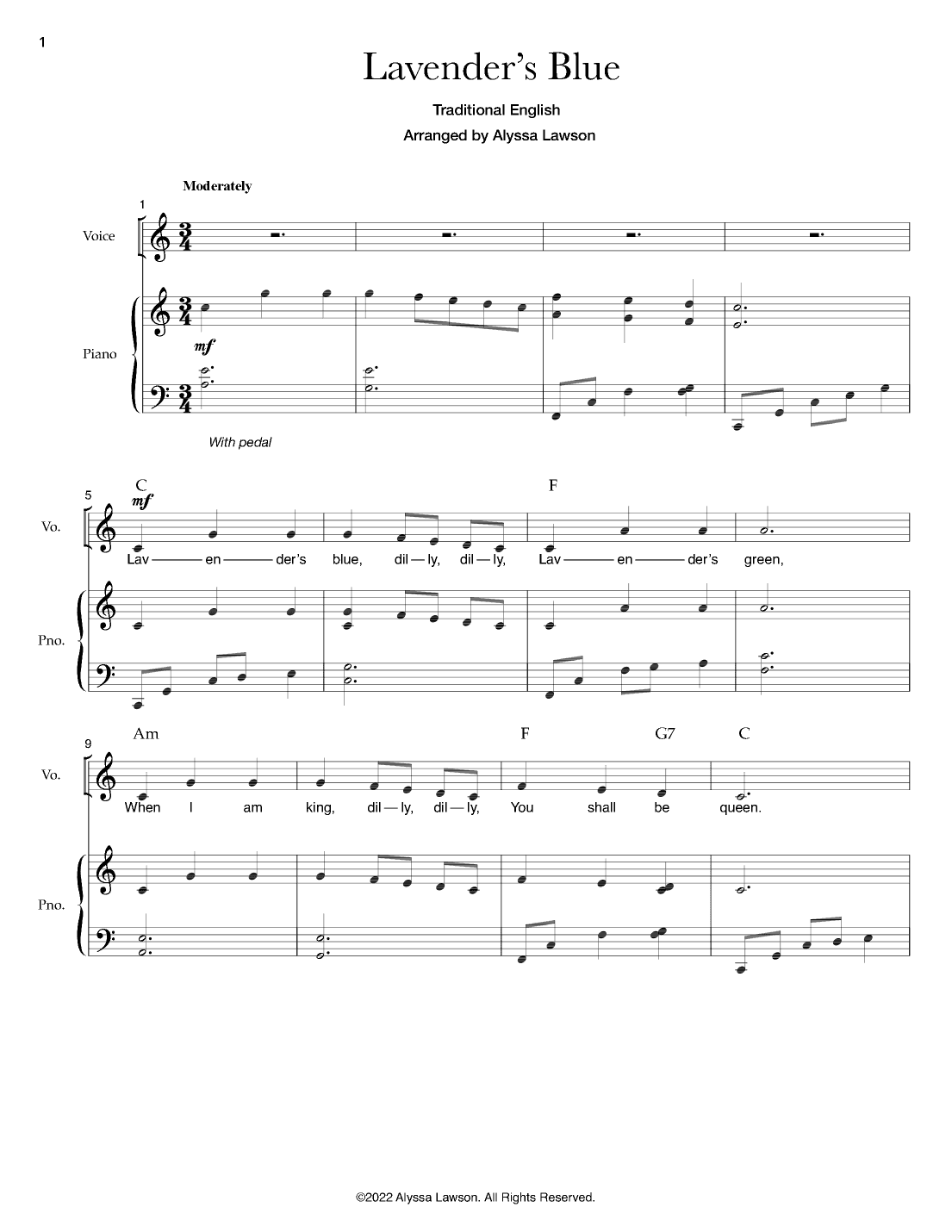Lavender's Blue (Cinderella Lyrics) (arr. Alyssa Lawson)