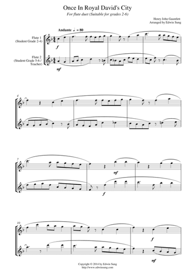 Once In Royal David’s City (for flute duet, suitable for grades 2-6) (arr. Edwin Sung)