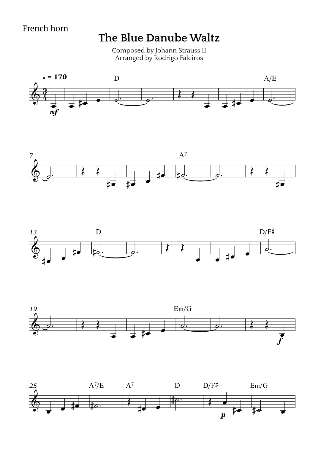 The Blue Danube Waltz (arr. Rodrigo Faleiros)