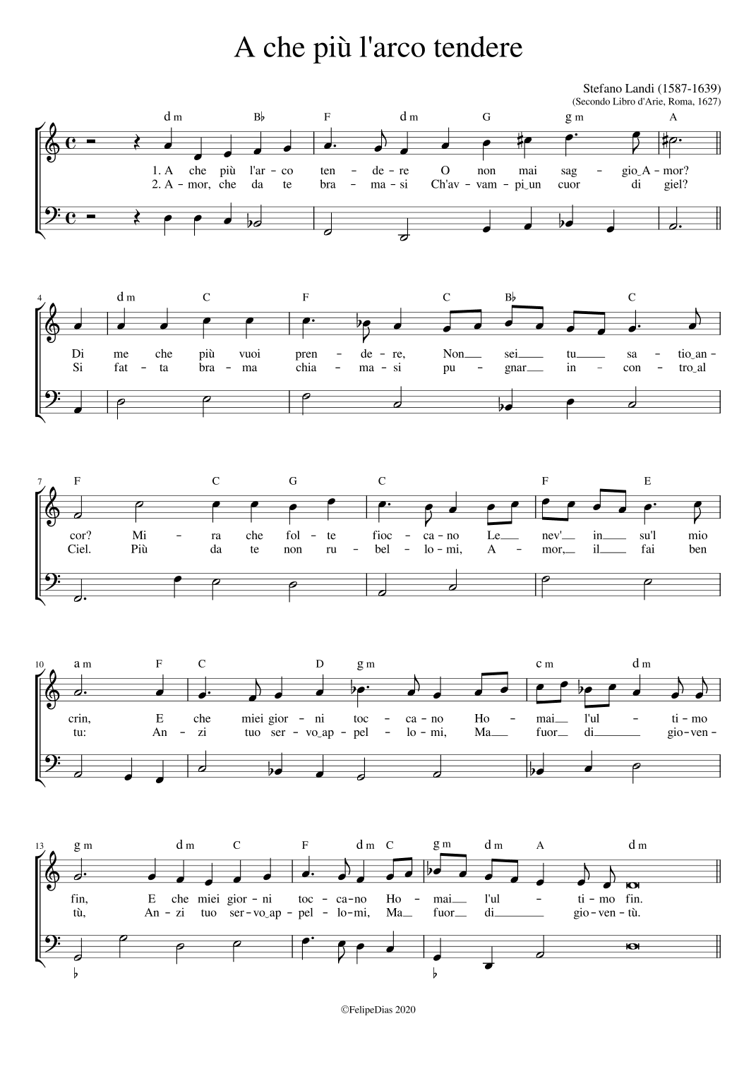 A che più l'arco tendere (arr. Early Music Scores)