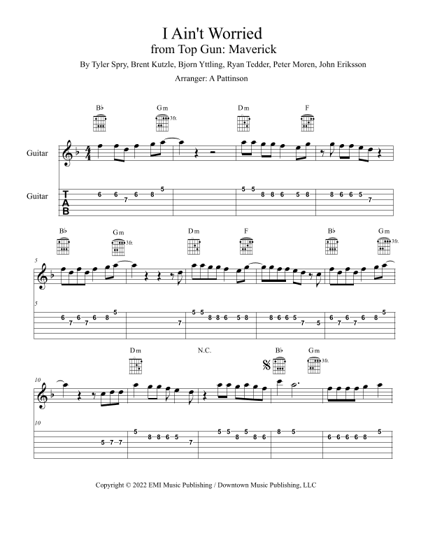 I Ain't Worried (arr. Andrew Pattinson)