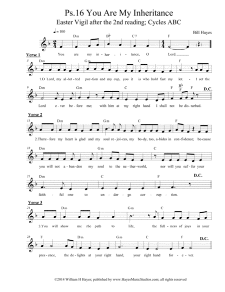 Psalm 16: You Are My Inheritance (Easter Vigil 2nd psalm)