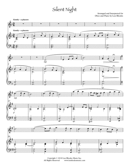 Silent Night - a contemporary arrangement for Oboe and Piano (arr. Len Rhodes)