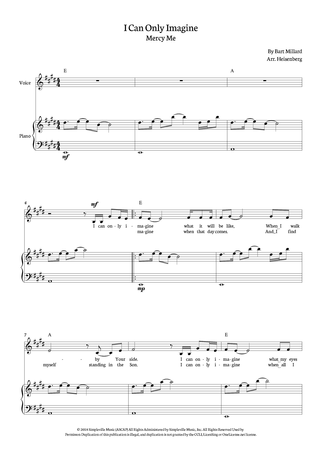 I Can Only Imagine (arr. Heisenberg)