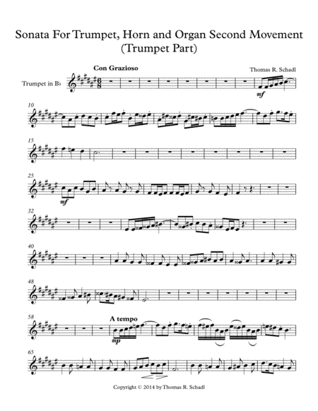 Sonata For Trumpet, Horn and Organ Second Movement-Trumpet Part