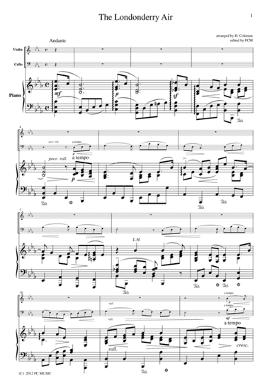 The Londonderry Air, for piano trio, PM201 (arr. H. Coleman)