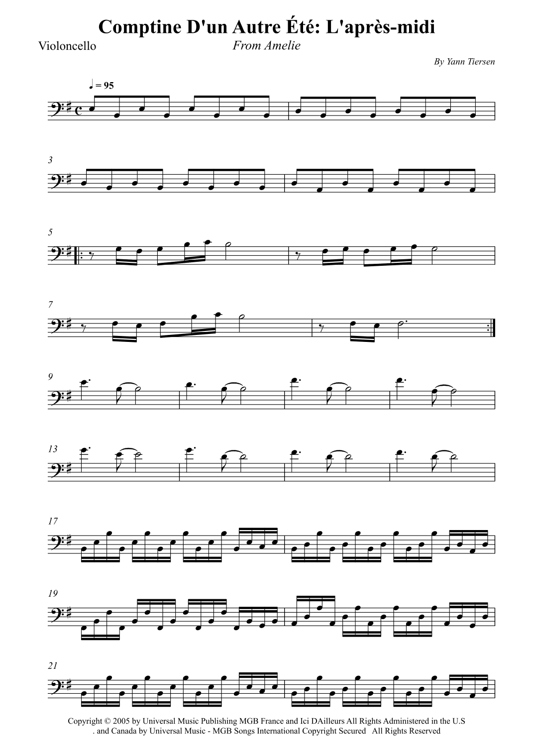 Comptine D'un Autre Été: L'après-midi (arr. Wesley S. SIlva)