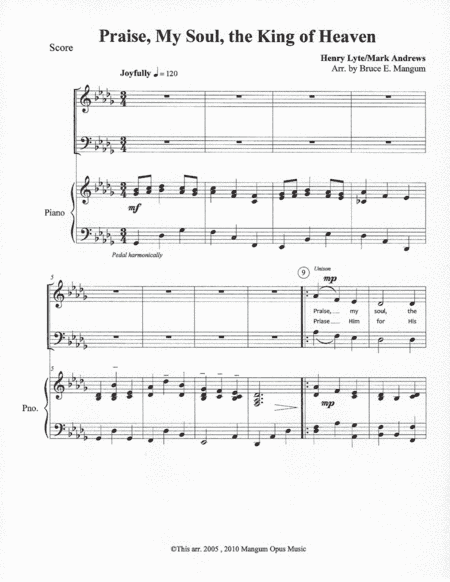Praise, My Soul, the King of Heaven (arr. Arranged by Bruce E Mangum)