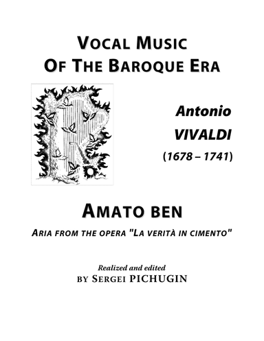 VIVALDI Antonio: Amato ben, aria from the opera "La verità in cimento", arranged for Voice and Pian (arr. Sergei PICHUGIN)