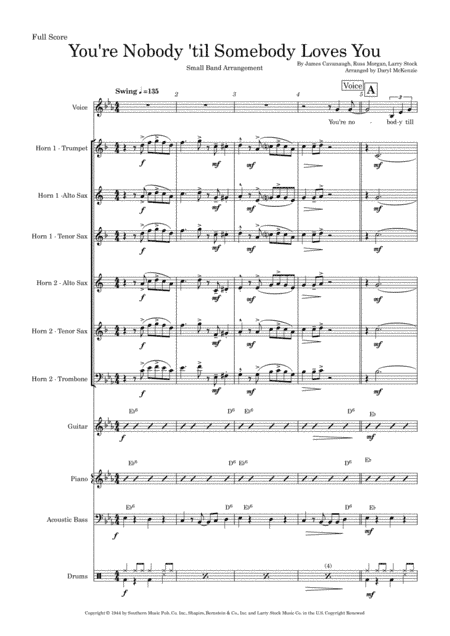 You're Nobody 'til Somebody Loves You (arr. Daryl McKenzie)