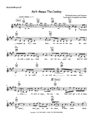 Ain't Always The Cowboy (arr. Kyle Pudenz)