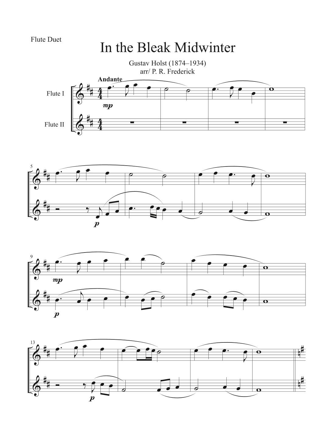 In the Bleak Midwinter (arr. P. R. Frederick)