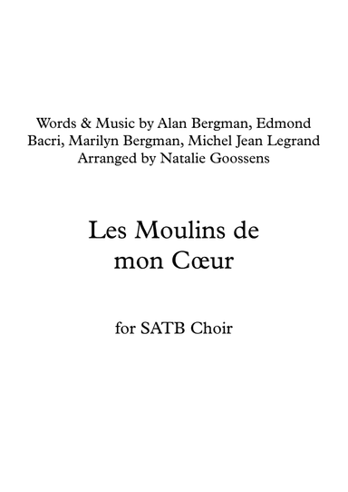 Moulins De Mon Coeur (arr. Natalie Goossens)