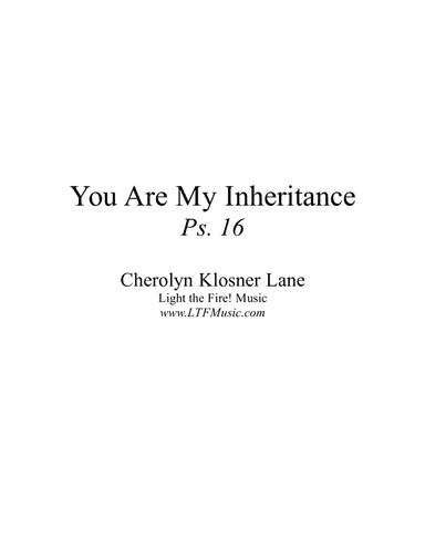 You Are My Inheritance (Ps. 16) [Octavo - Complete Package]
