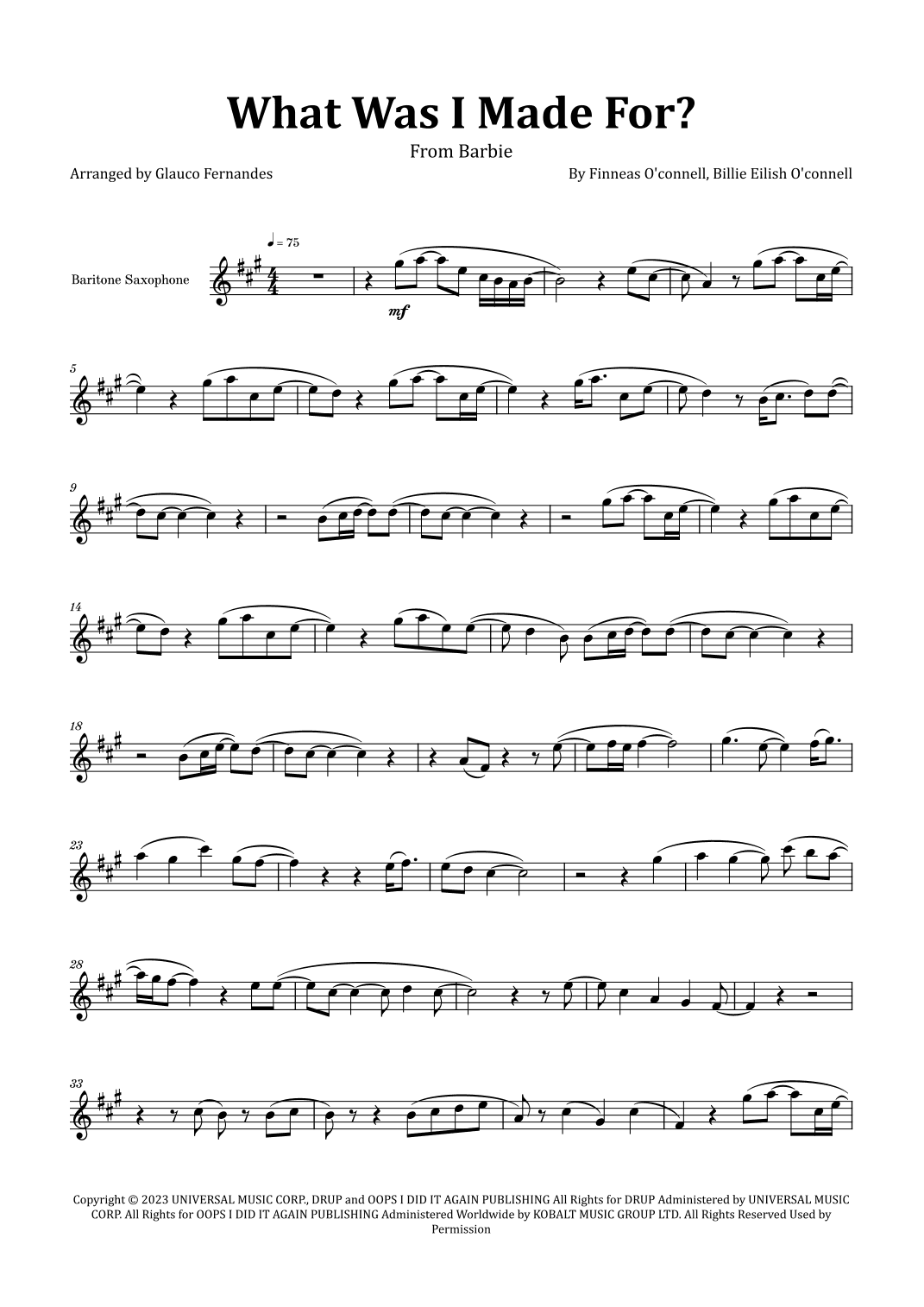 What Was I Made For? (arr. Glauco Fernandes)