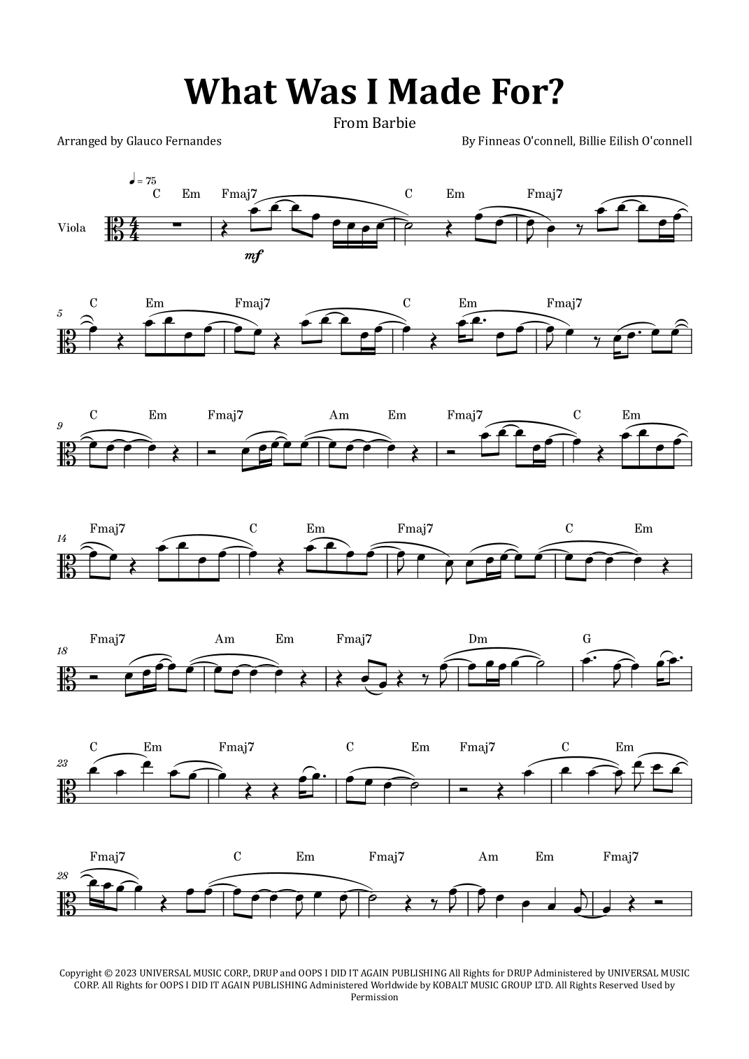 What Was I Made For? (arr. Glauco Fernandes)
