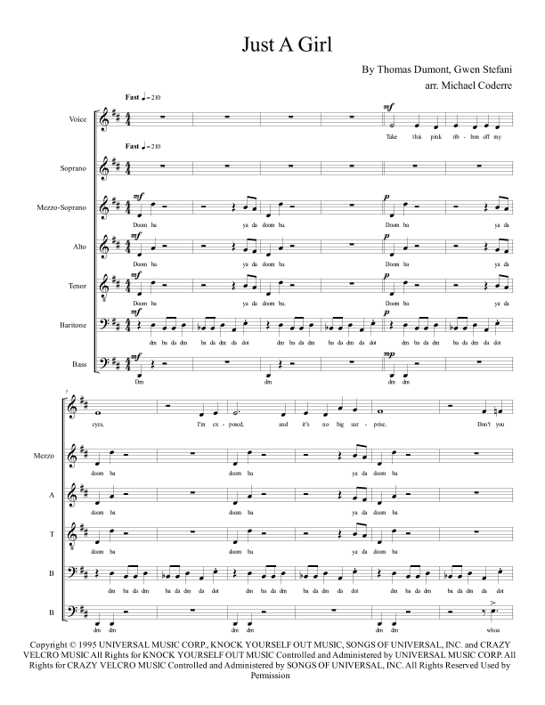 Just A Girl (arr. Michael Coderre)