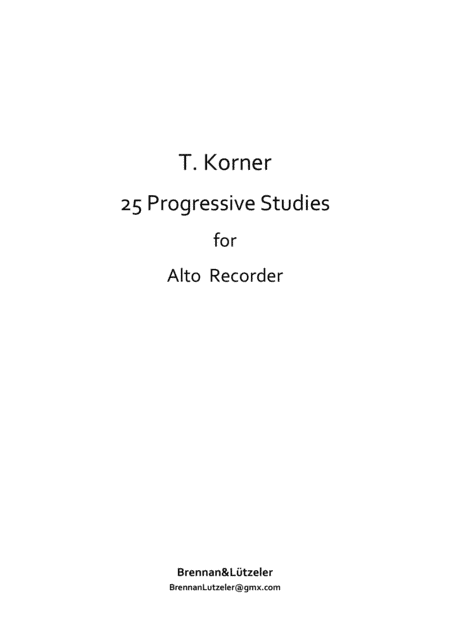 25 Progressive Studies For Treble/Alto Recorder (treble clef) (arr. B. Brennan)