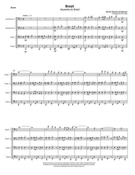 Aquarela Brasileira (aquarela Do Brasil) (brasil) (arr. Art Leiby)
