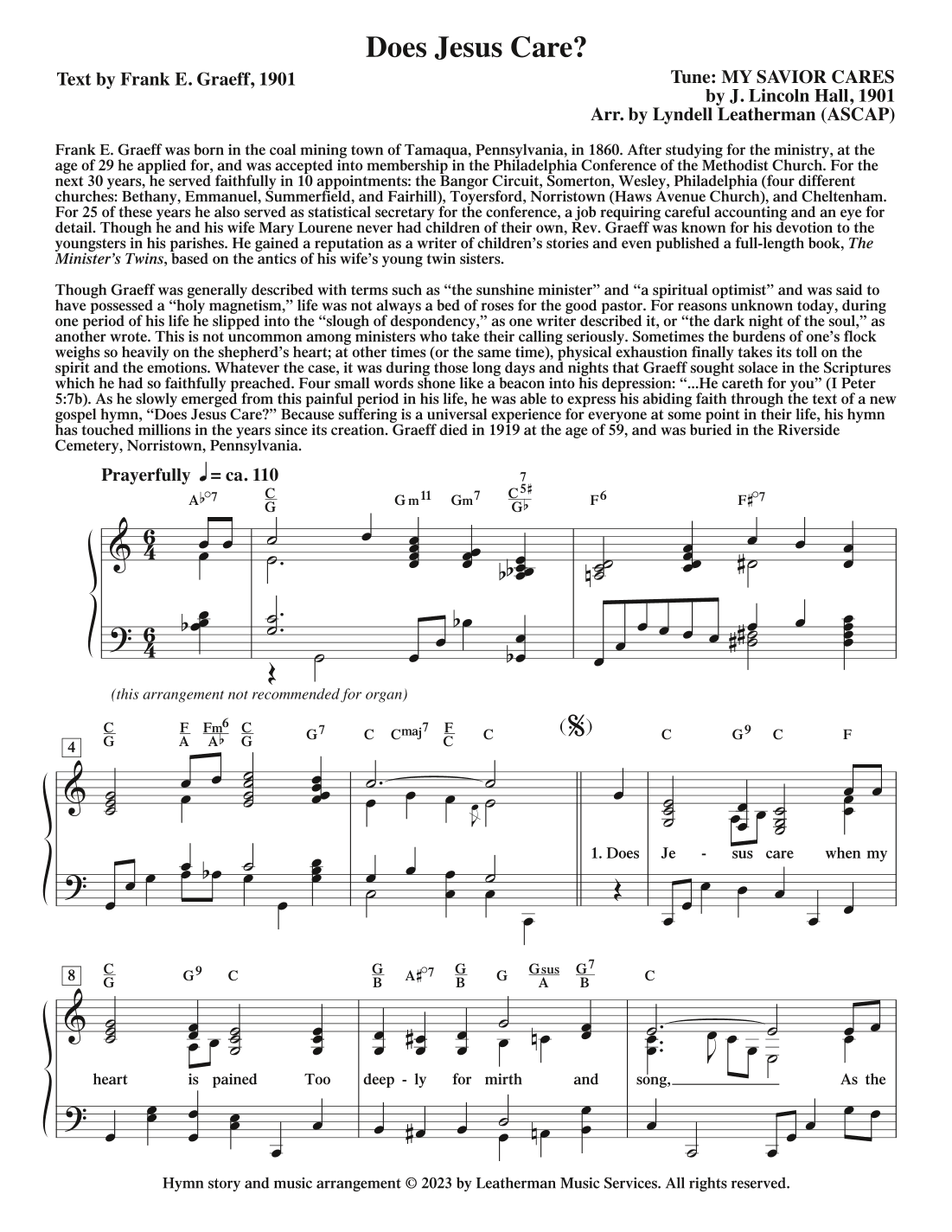 Does Jesus Care? (arr. Lyndell Leatherman)