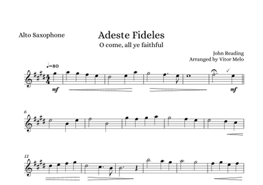 Adeste Fideles (O Come, All Ye Faithful) - alto sax (arr. Vitor Melo)