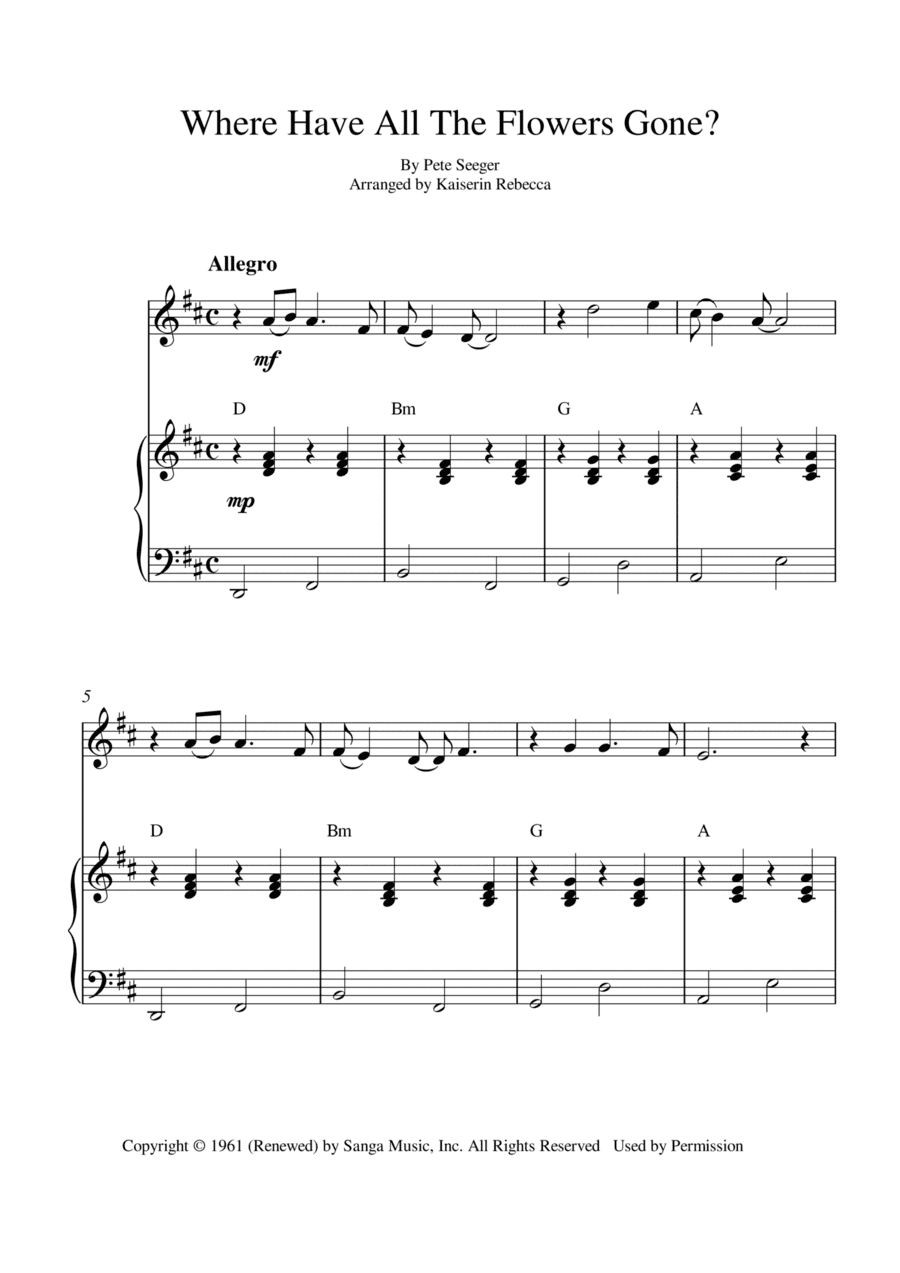 Where Have All The Flowers Gone? (arr. Kaiserin Rebecca)