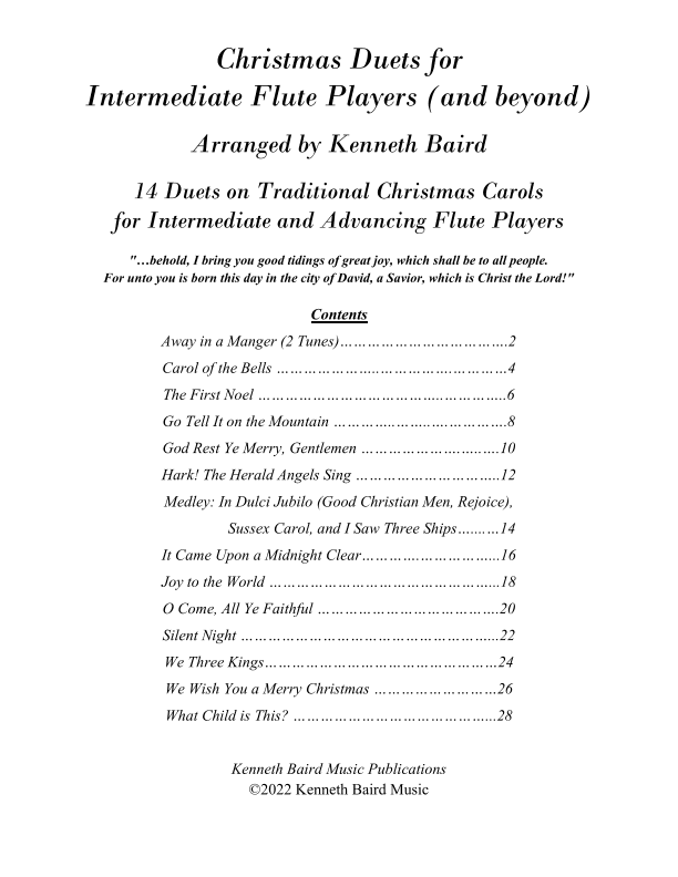 Christmas Duets for Intermediate Flute Players ...and Beyond (arr. Kenneth Baird)
