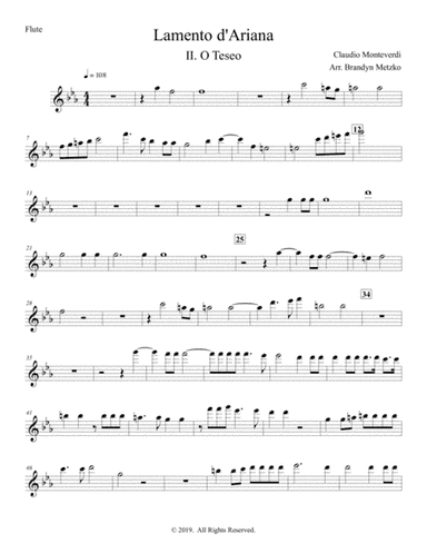 O Teseo from Lamento d'Ariana (Claudio Monteverdi) (arr. Brandyn Metzko)
