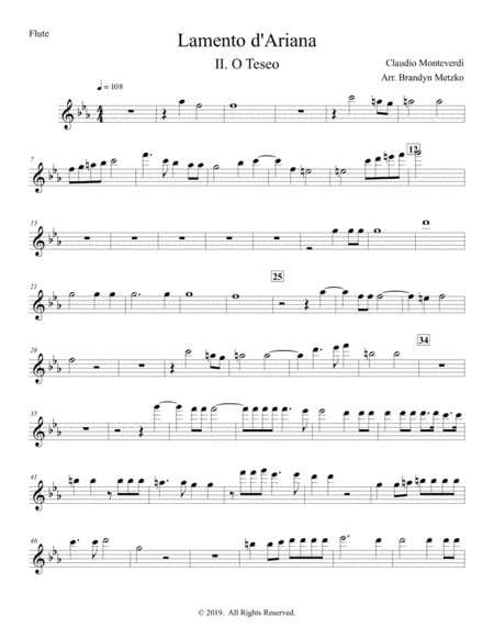 O Teseo from Lamento d'Ariana (Claudio Monteverdi) (arr. Brandyn Metzko)