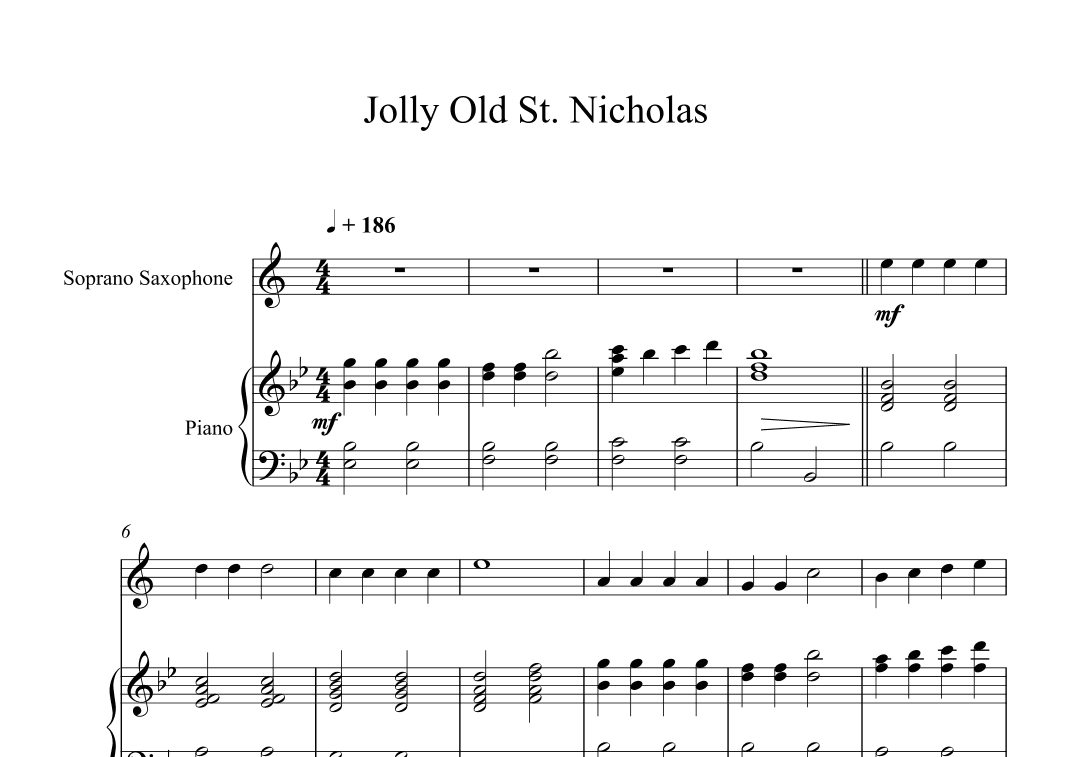 Jolly Old St. Nicholas (Soprano Sax + Piano) (arr. Digital Book Music)